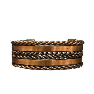 FIRM** Vintage Solid Copper Cuff Bracelet Unisex Arrow Pattern Thick Magnet
